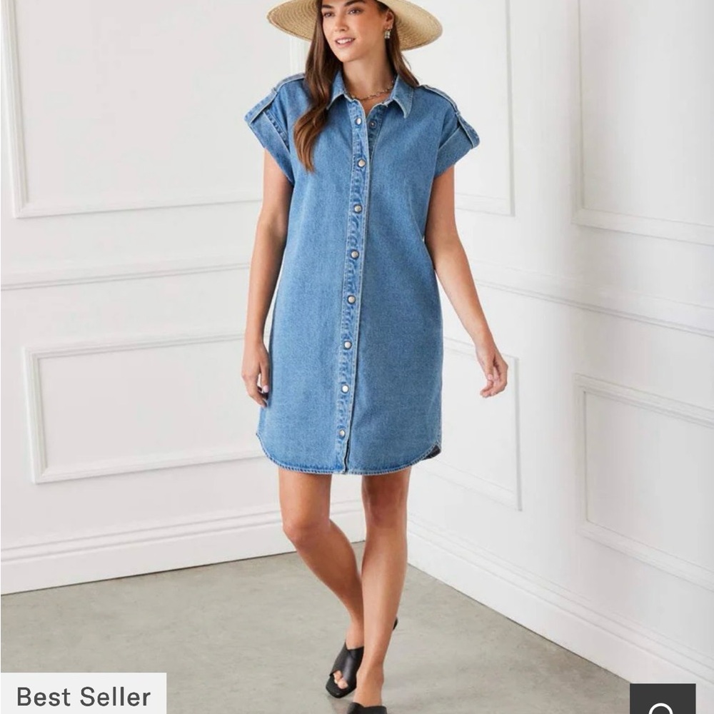 Karen Kane Blue Denim “Throw & Go” Dress - Picture 3 of 11